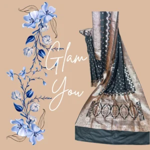Black Banarasi Saree with Rose Gold Jaal work