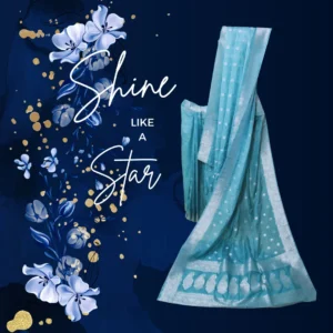 Light Blue Banarasi Georgette Saree with Silver work