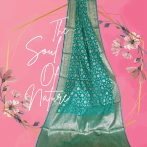 Bottle Green Banarasi Saree with Golden Jaal work