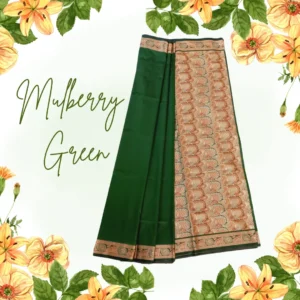 Dark Green Mulberry Banarasi Saree with Intricate Design