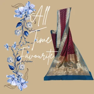 Maroon Banarasi Silk Saree with Golden Buti work