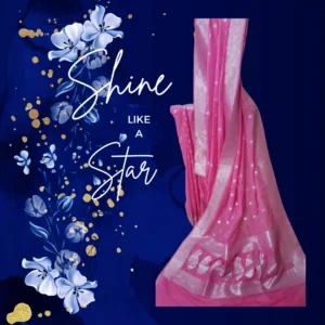 Pink Banarasi Georgette Saree with Silver work